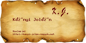 Kányi Jolán névjegykártya